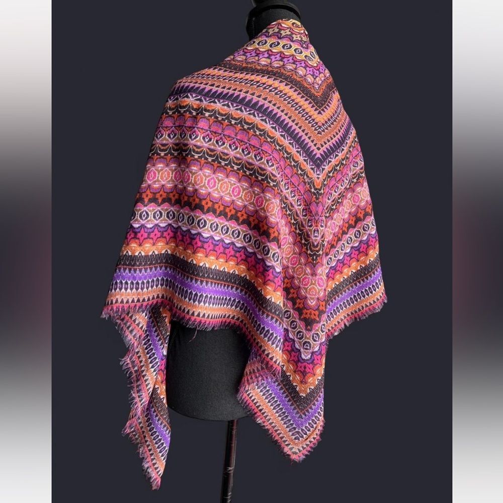 VTG Echo multi-coloured shawl in purple, pink, yellow, orange